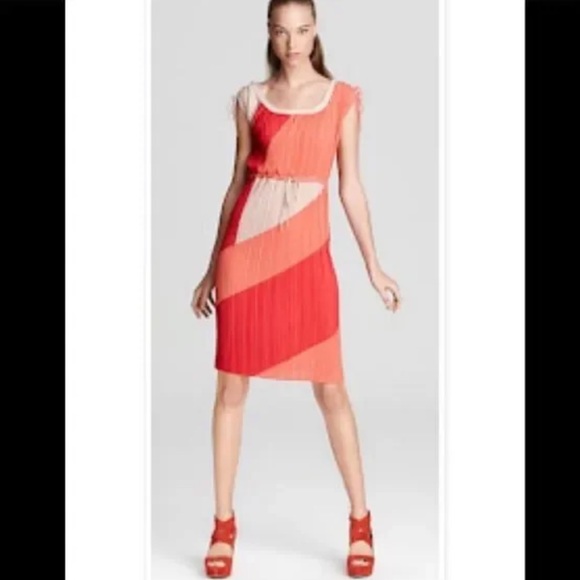 BCBGMaxazria color-block pleated midi dress medium - Picture 5 of 16